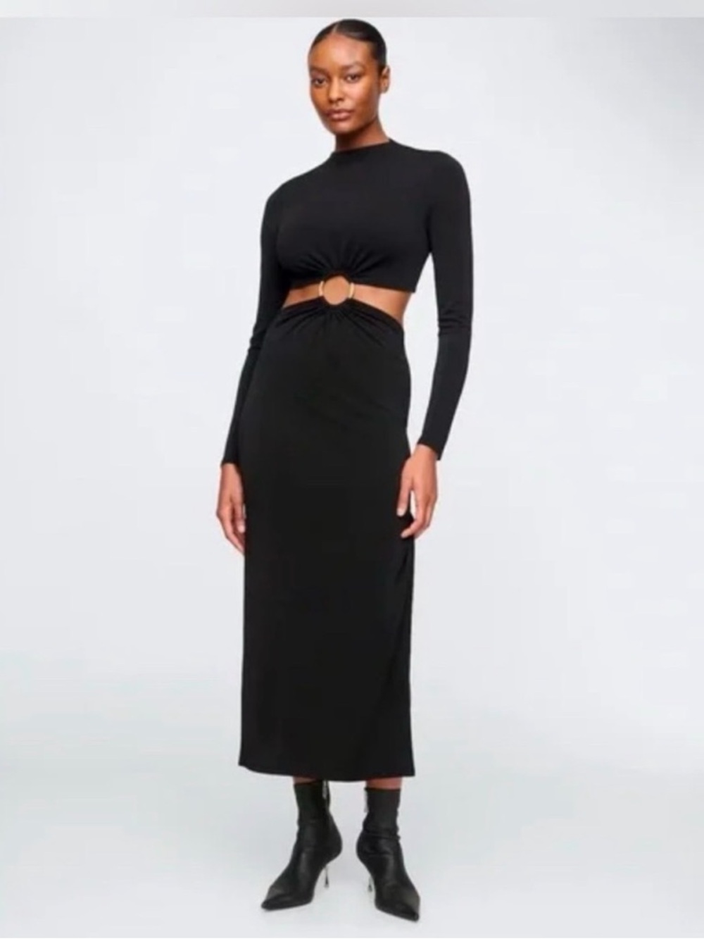 NWT Cult Gaia x Gap Black Long Sleeve Cut-Out Dress Sz S NWT